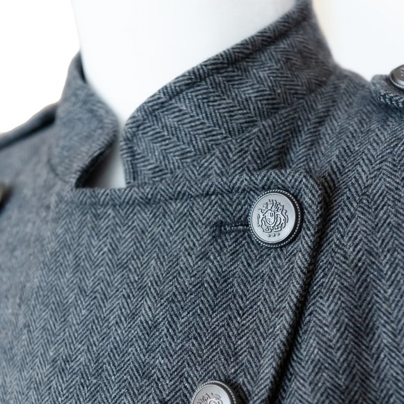 Fishbone Patterned Wool-Blend Coat - Picture 5 of 6